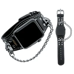 GOGARAMA Fashion Skull Cuff Bracelet Compatible Apple Watch Bands 49mm 45mm 44mm 42mm 41mm 40mm 38mm Punk Chain Steampunk Band
