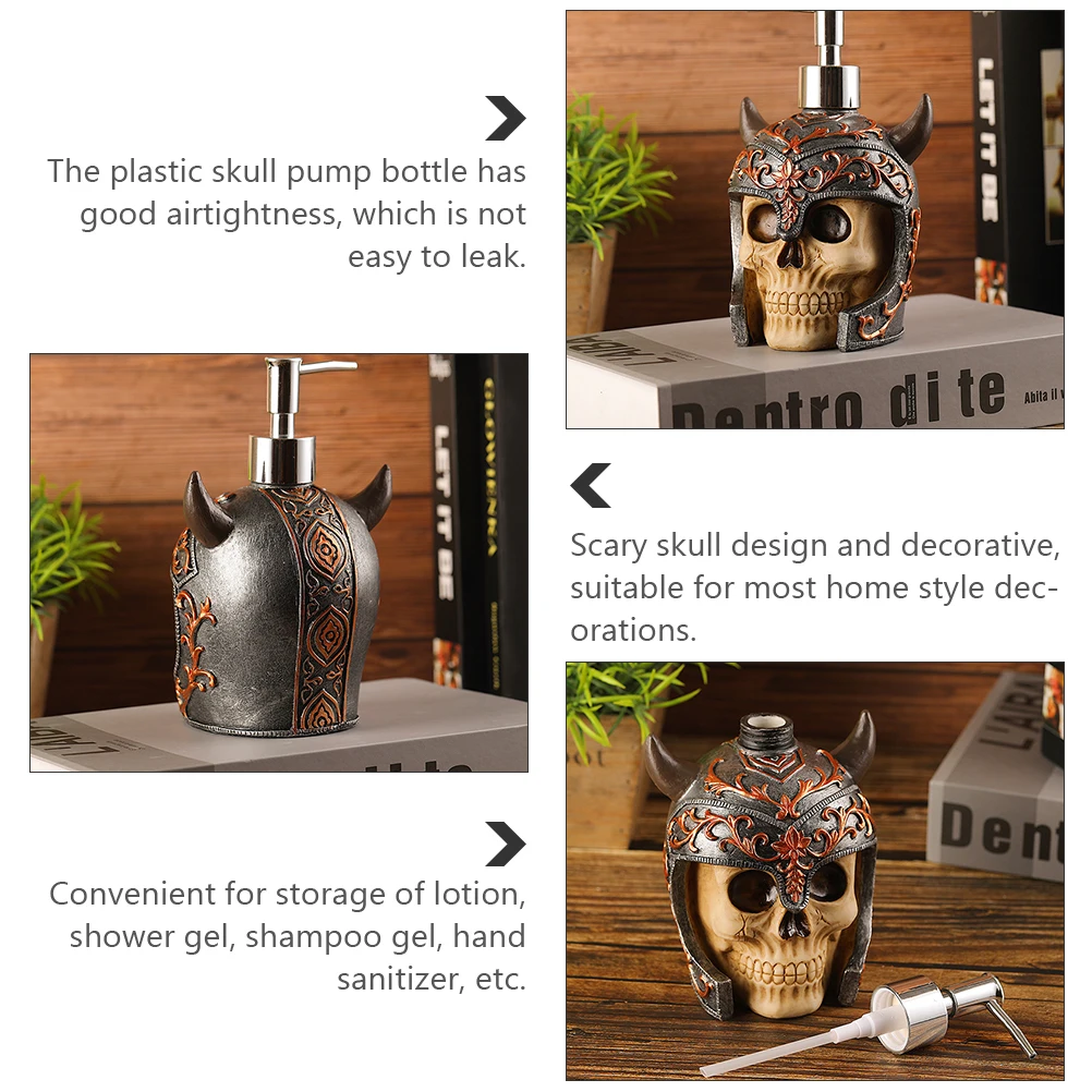 

Portable Vintage Shower Gel Dispenser Skull Pump Bottle Refillable Resin PP Creative Bathroom Lotion Home
