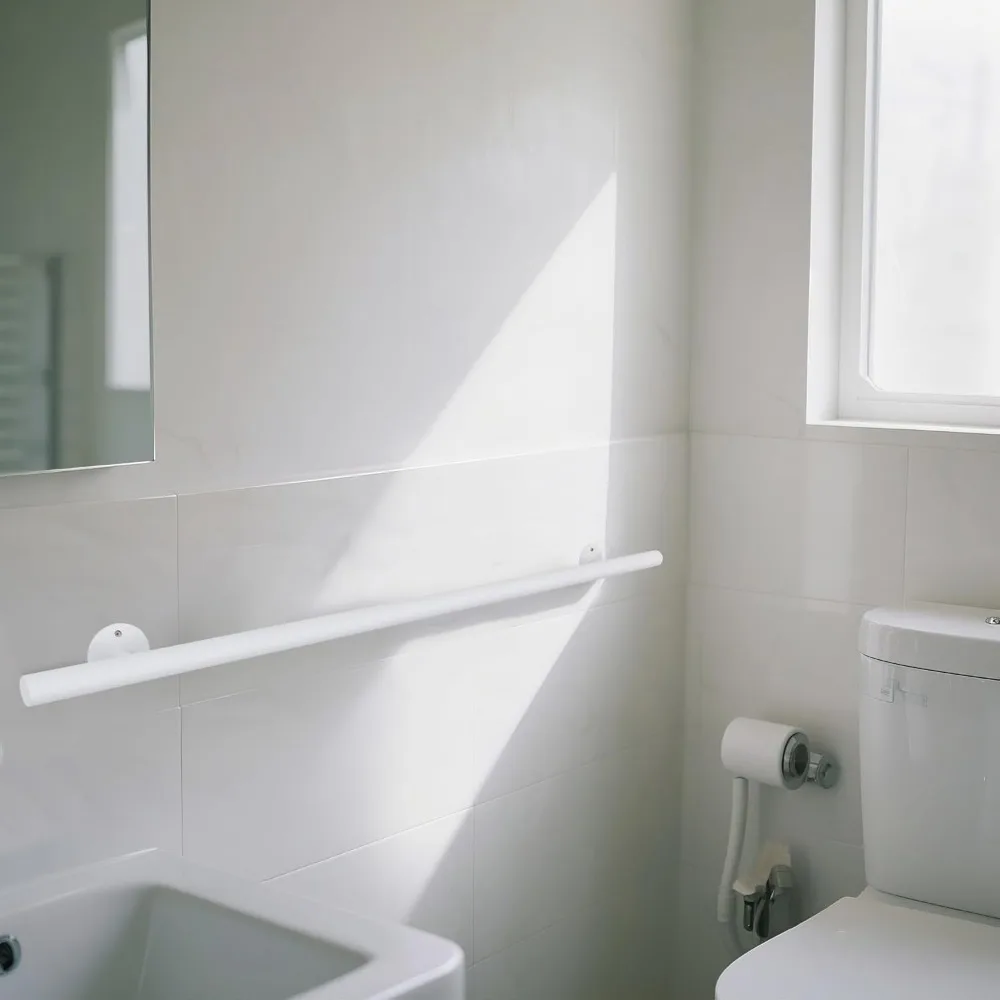 درابزين الدرج المعدني المثبت على الحائط الداخلي، درابزين الدرج الأبيض مقاس 48 بوصة، للاستخدام الخارجي والداخلي، قضبان الإمساك للسلامة #5