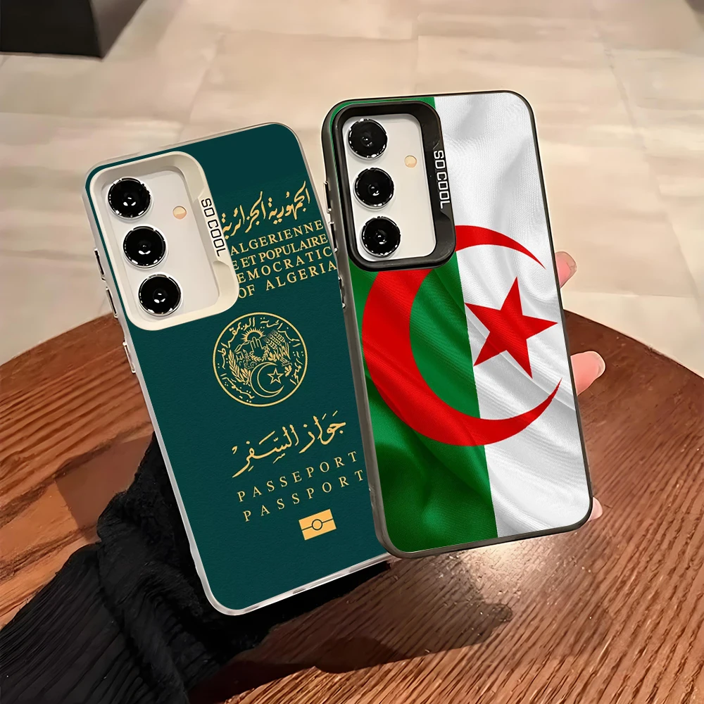 Phone Case for Samsung Galaxy A13 A14 A23 A02S A03 A05 A05S A52 A54 5G Shockproof Grey Silvery Phone Cover Algeria Passport Bags