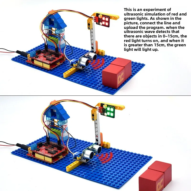 Módulo de placa adaptadora ultrasónicaHC-SR04 Medición de distancia Sensor para evitar obstáculos Compatible con automóviles Bloques de construcción Arduino
