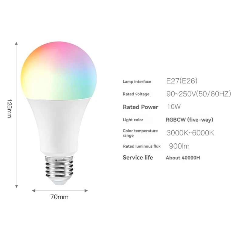 Graffiti Smart LED Bulb Wifi RGB CW Voice Control Bulb For Amazon Alexa Google Home Room Decoration E27