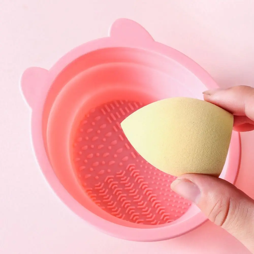 Opvouwbare Make-Up Borstel Schoonmaak Kom Cosmetische Borstel Reiniger Schoonheid Cosmetische Scrubber Board Siliconen Waspad Kom