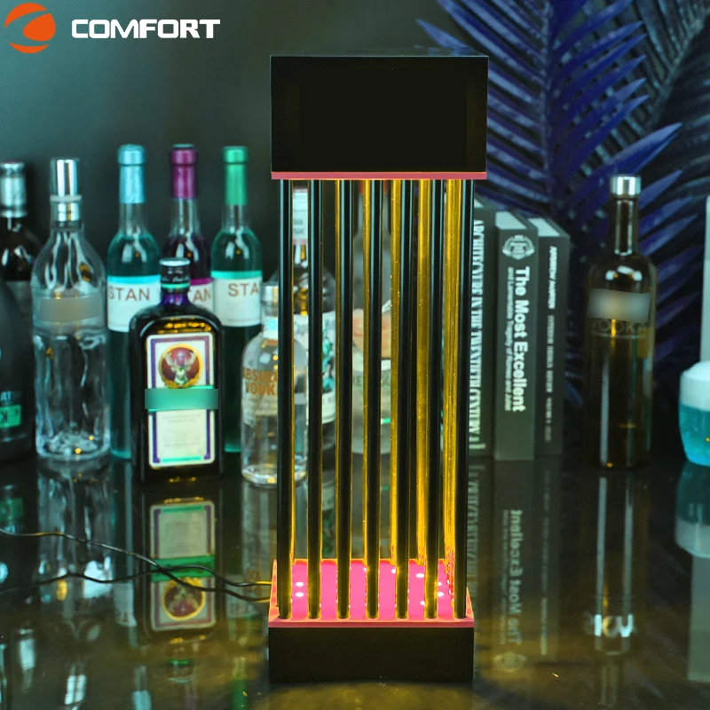 

Nightclub New Design Waterproof Color Light Iron Wine Rack Display Led Lighting Railing Frame Glorifier Wine Displays