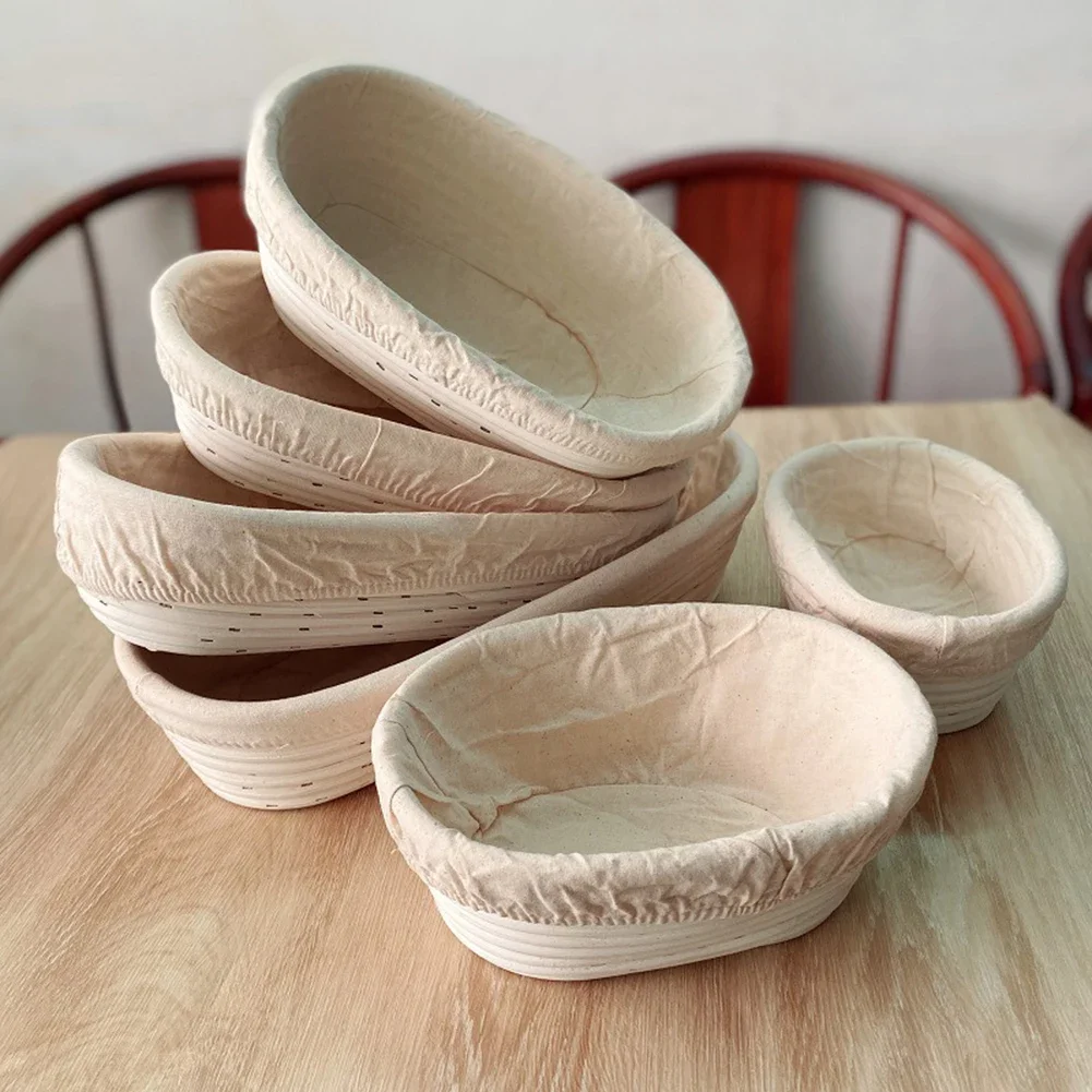 Oval Bread Fermentation Baskets Portable Rattan Sourdough Banneton Bread Basket Woven Dough Bread Proofing Baskets Kitchen Tools