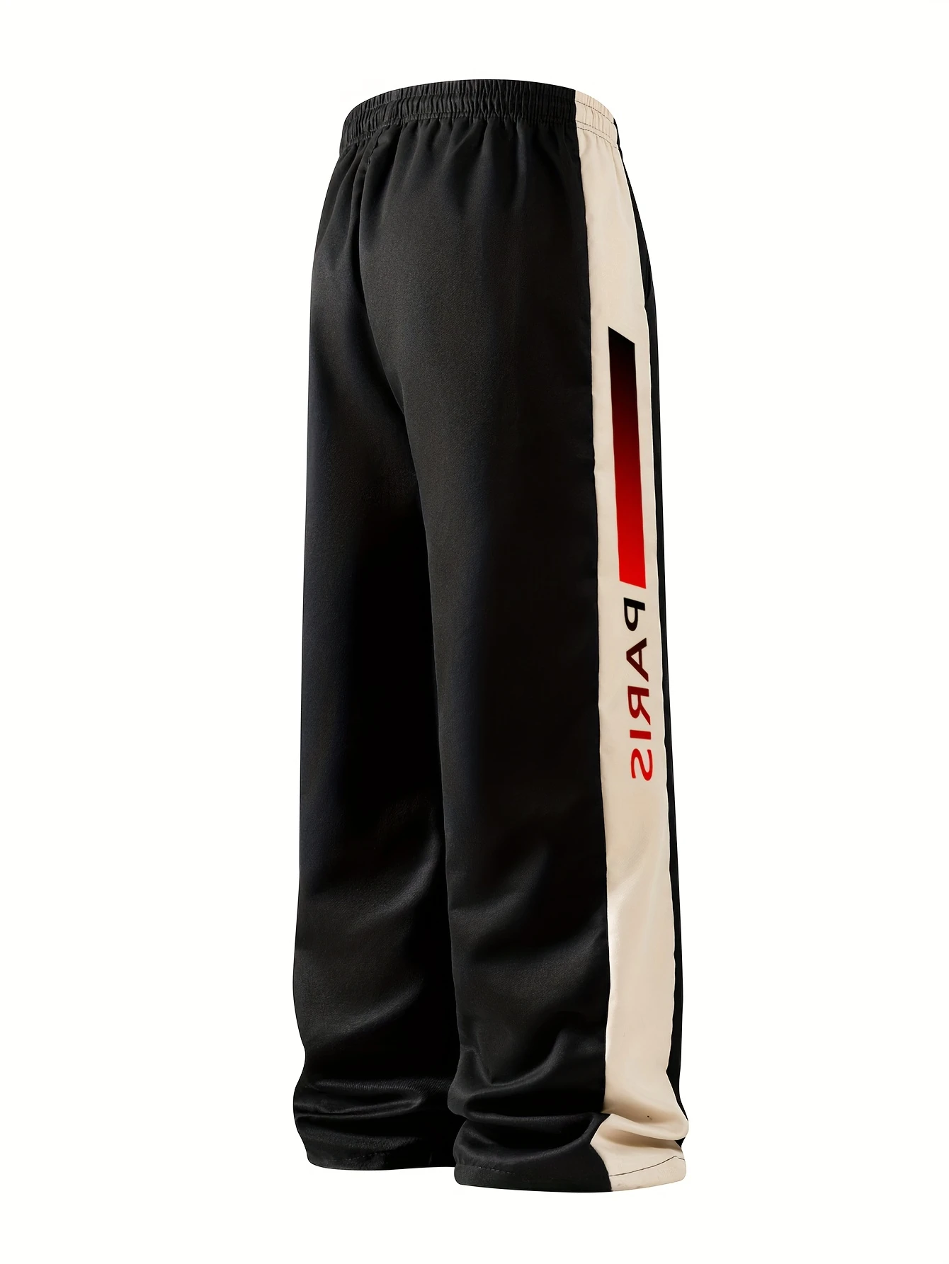 2026 New Style Men Casual Sweatpants Black Side Red Gradient Stripe Paris Letter Print Elastic Waist Streetwear Trousers kids