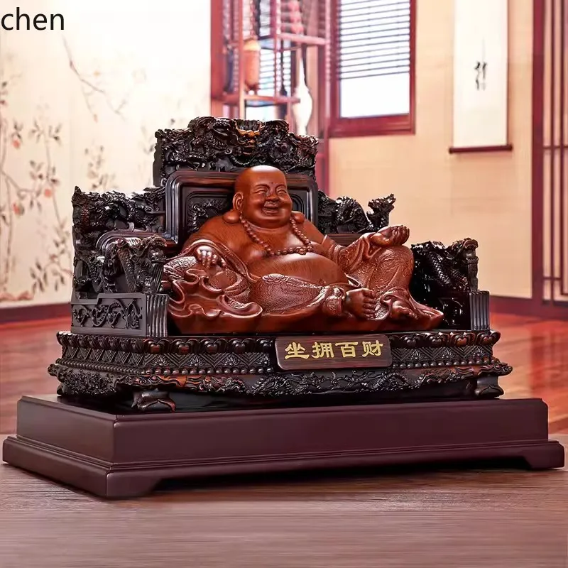 Maitreya Buddha Figurine in a Cloth Bag, Laughing Buddha for Home Feng Shui Decoration in the Living Room
