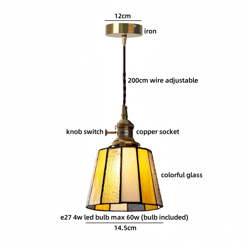 IWHD Wire Adjustable LED Pendant Lights Fixture Kitchen Island Bedside Glass Antique Gold Brass Hanging Lamp Lampara Colgante