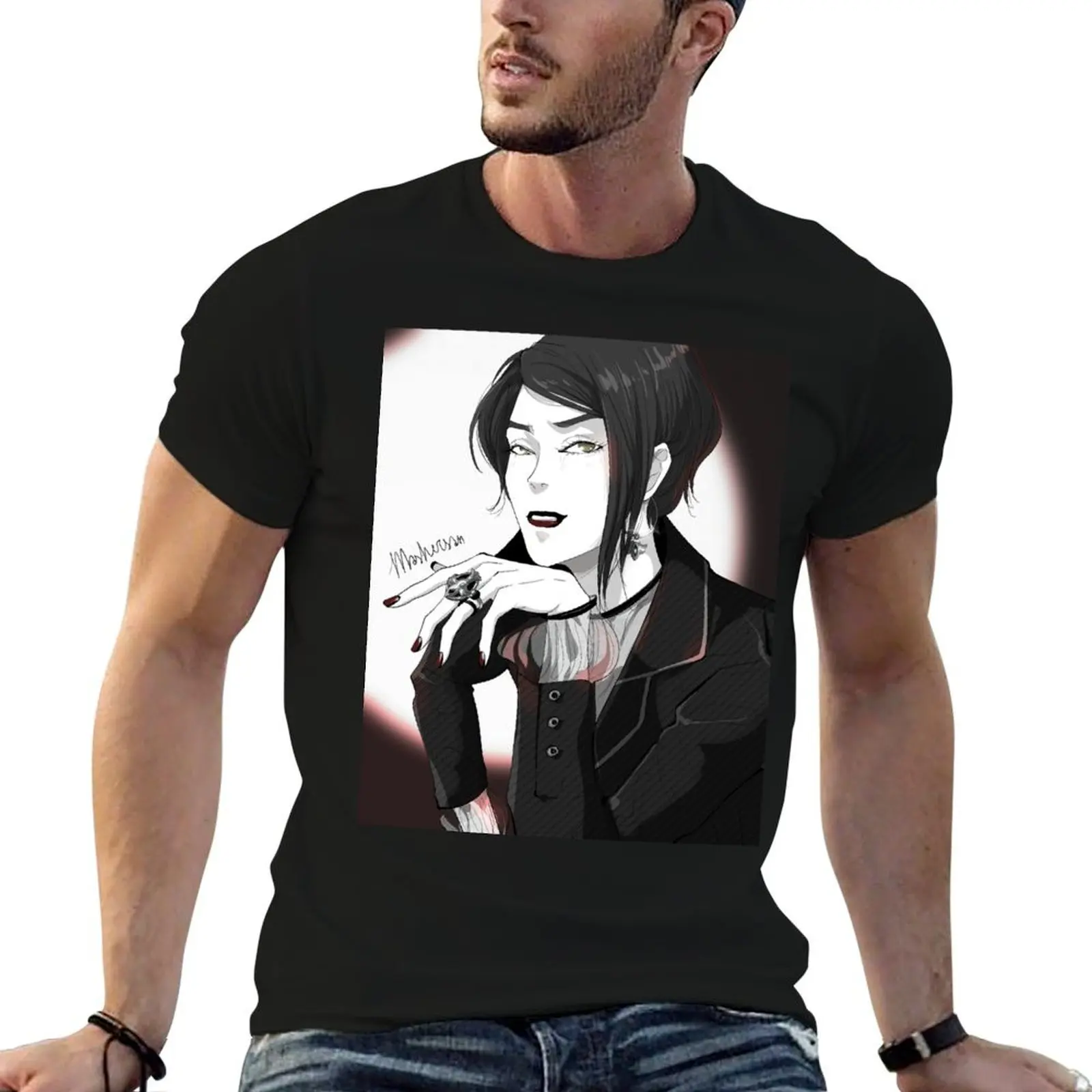 Aya Manga style Blindfold Mashersan T-Shirt Daily Wear Print T-Shirt