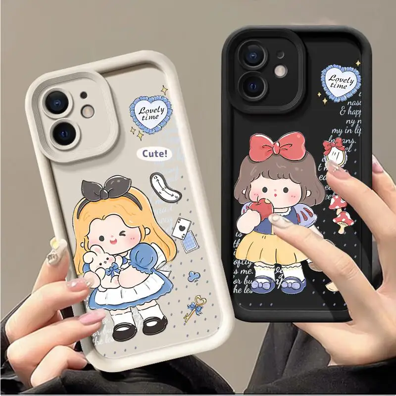 Phone Case for Apple iPhone 15 14 13 12 11 Pro Max 13 12 Mini XS XR X plus Shell Disney Princess Alice Snow White Silicone Cover