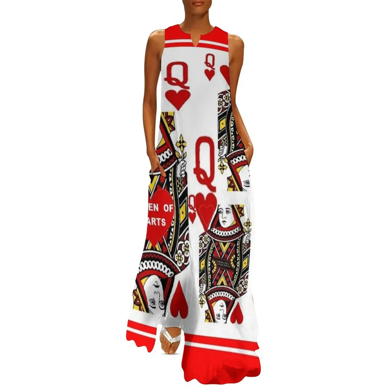 

RED QUEEN OF HEARTS ON RED Long Dress Women's summer suit ladies dresses for special occasions Dress