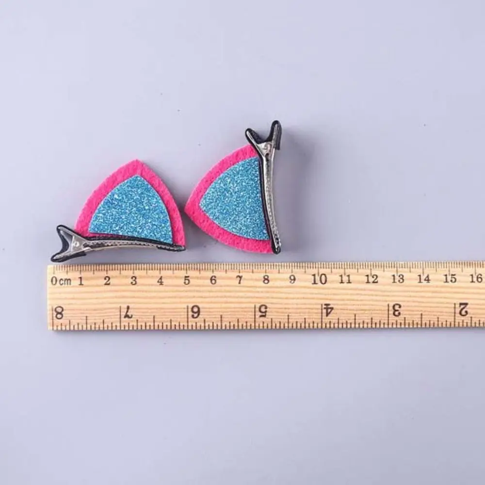 Rainbow Cat Ear Hair Clips Fashion Cute Felt Fabric Festival Performance Headwear Barrettes Bang Clip Glitter Hairpins Girls