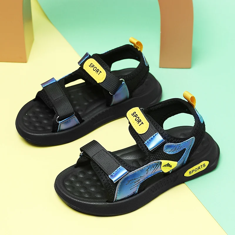 

A pair of children's summer open-toe sports sandals, soft and wear-resistant flat shoes, sizes 28-40，WK-TX802