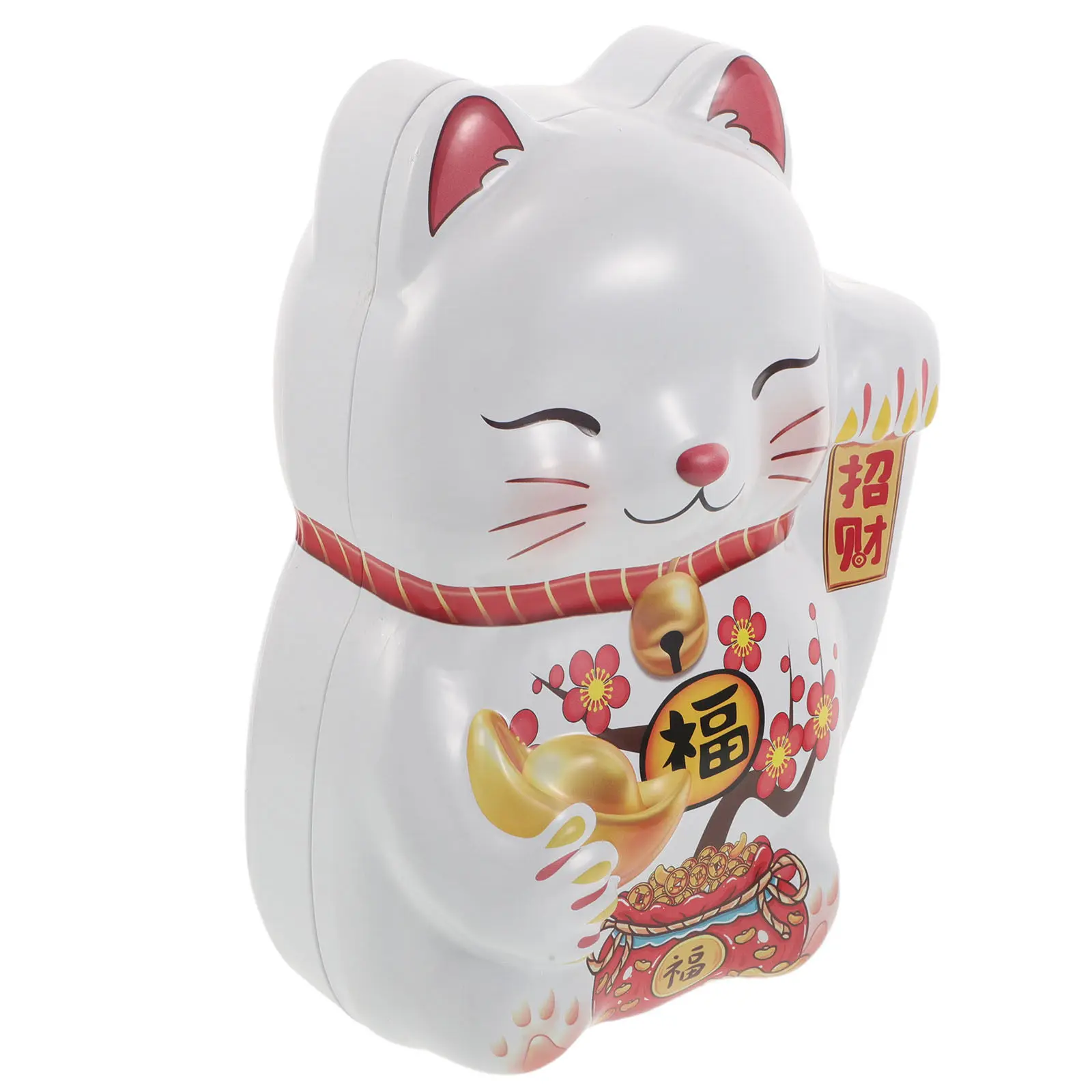 Caja de hojalata decorativa con diseño de gato Maneki Neko japonés, para galletas, dulces de fiesta, decoración de escritorio, regalo festivo para guardar caramelos.