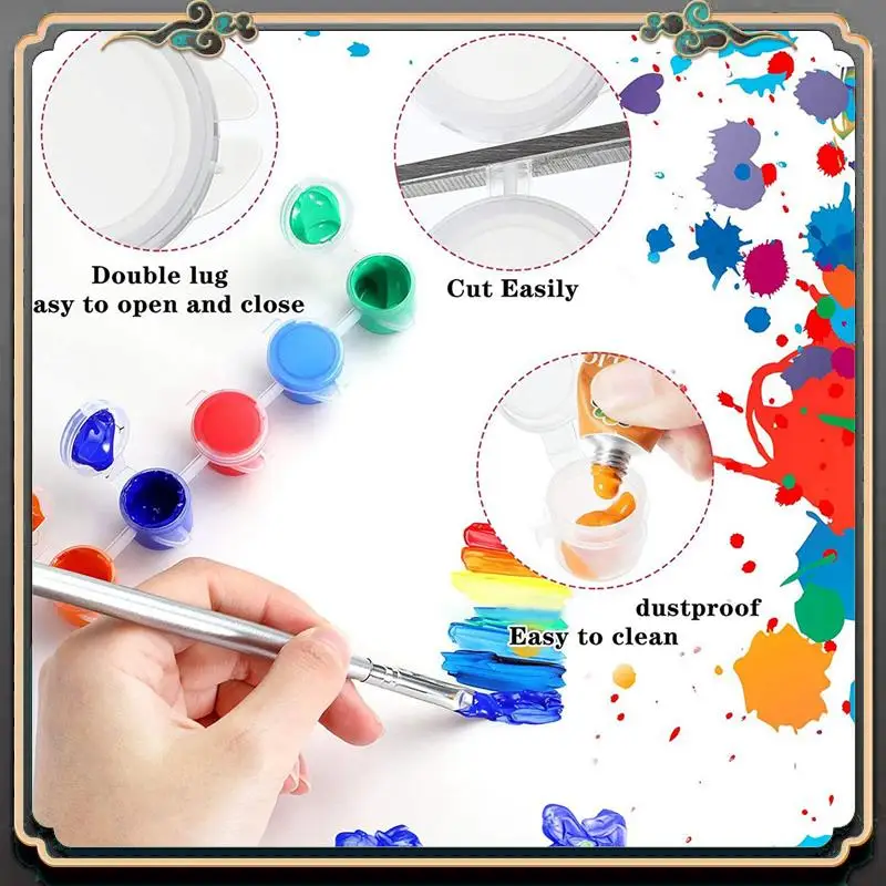 

Reliable-1000 Strips 6000 Pots Empty Paint Strips Paint Cup Clear Plastic Storage Containers Painting Craft Supplies(3Ml/ 0.1Oz)
