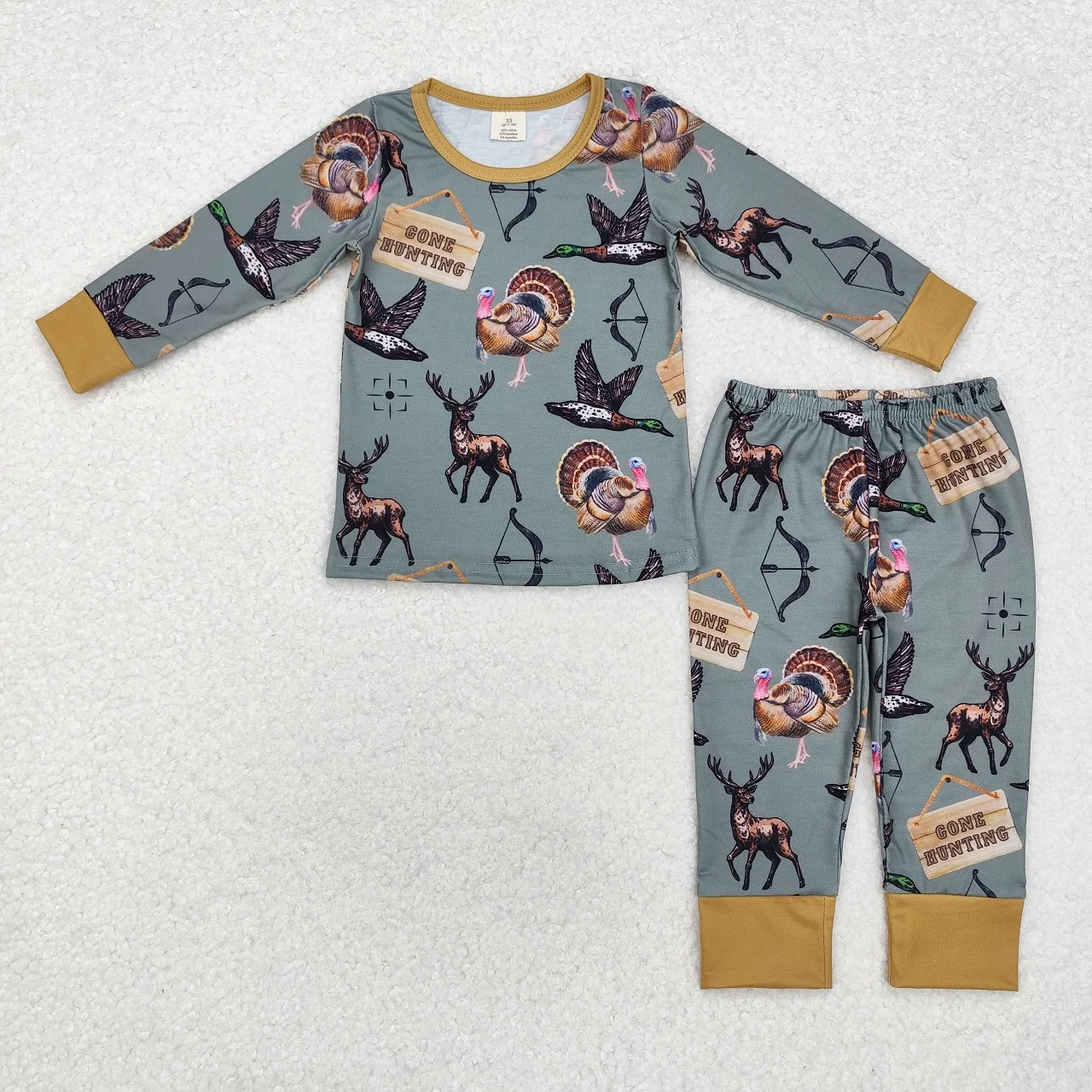 

Wholesale Baby Boy Long Sleeves Shirt Tee Pants Children Kids Deer Duck Pajamas Set Toddler Outfit Infant Bamboo Nightwear