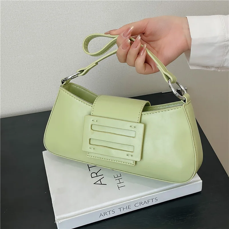 

Simple Candy Color Fashion PU Shoulder Bag Women's 2024 Light Luxury Design Crossbody Bag Korean Solid Underarm Small Square Bag