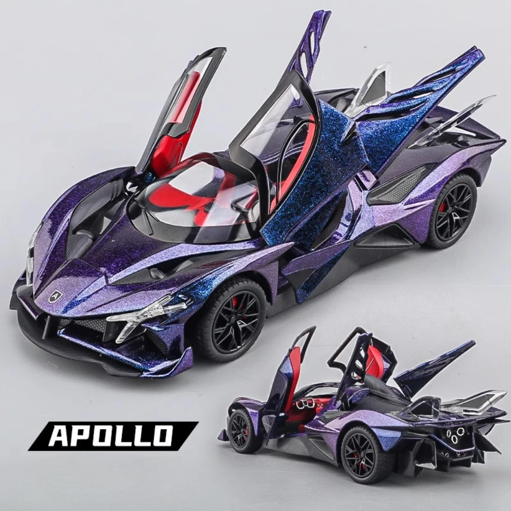 1:24 アポロ EVO IE 車モデルおもちゃプルバック合金ダイキャストドアオープンサウンドライトミニチュア車両モデル子供スーパーカーギフト