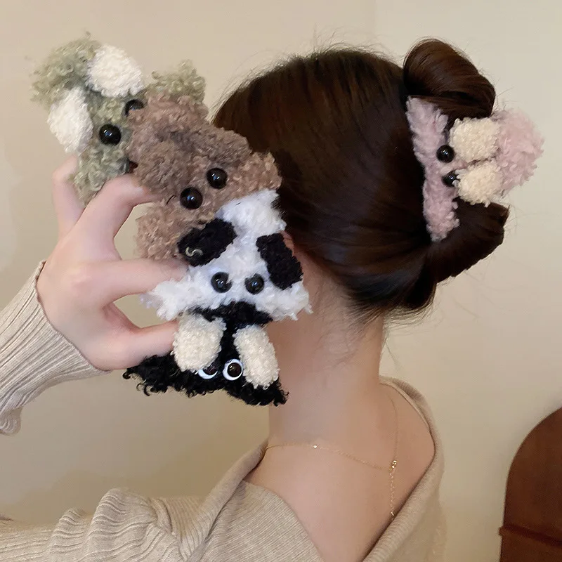 

Women Fluffy Hair Claw Clip Dog Faux Fur Shark Clip Korean Hairpin Barrette Girls Plush Hair Clip Hair Accessories