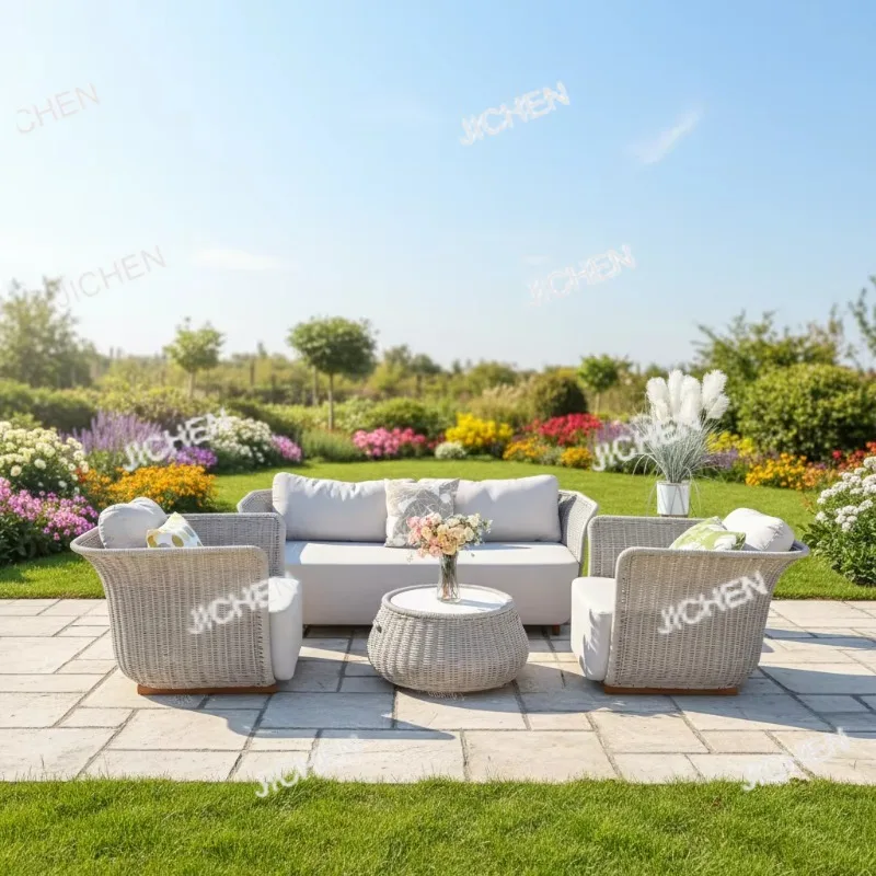 

Durable European Outdoor Rattan Aluminum Alloy Frame Waterproof Movable Outdoor Sofa Set Courtyard Balcony Leisure