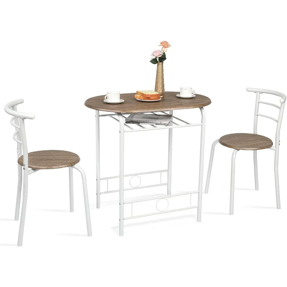 

3 Piece Dining Set,Small Kitchen Table Set for 2,Breakfast Table Set,Kitchen Wooden Table and 2 Chairs for Small Space/Dining R