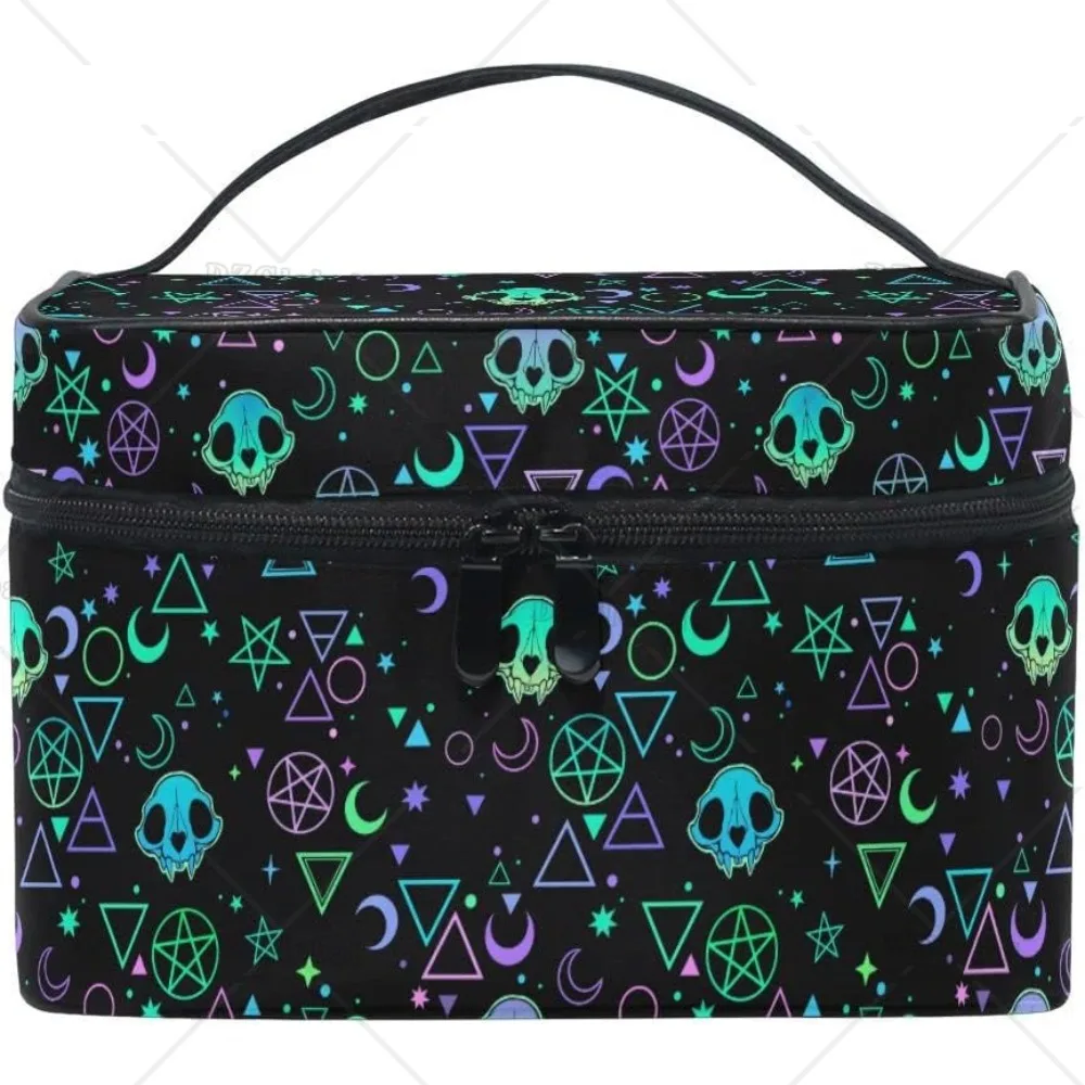 Goth Makeup Bag Gothic Skull Makeup Organizer Bags Toiletry Bag Box Travel Cosmetic Bag Make Up Train Case for Women Girl Ladies