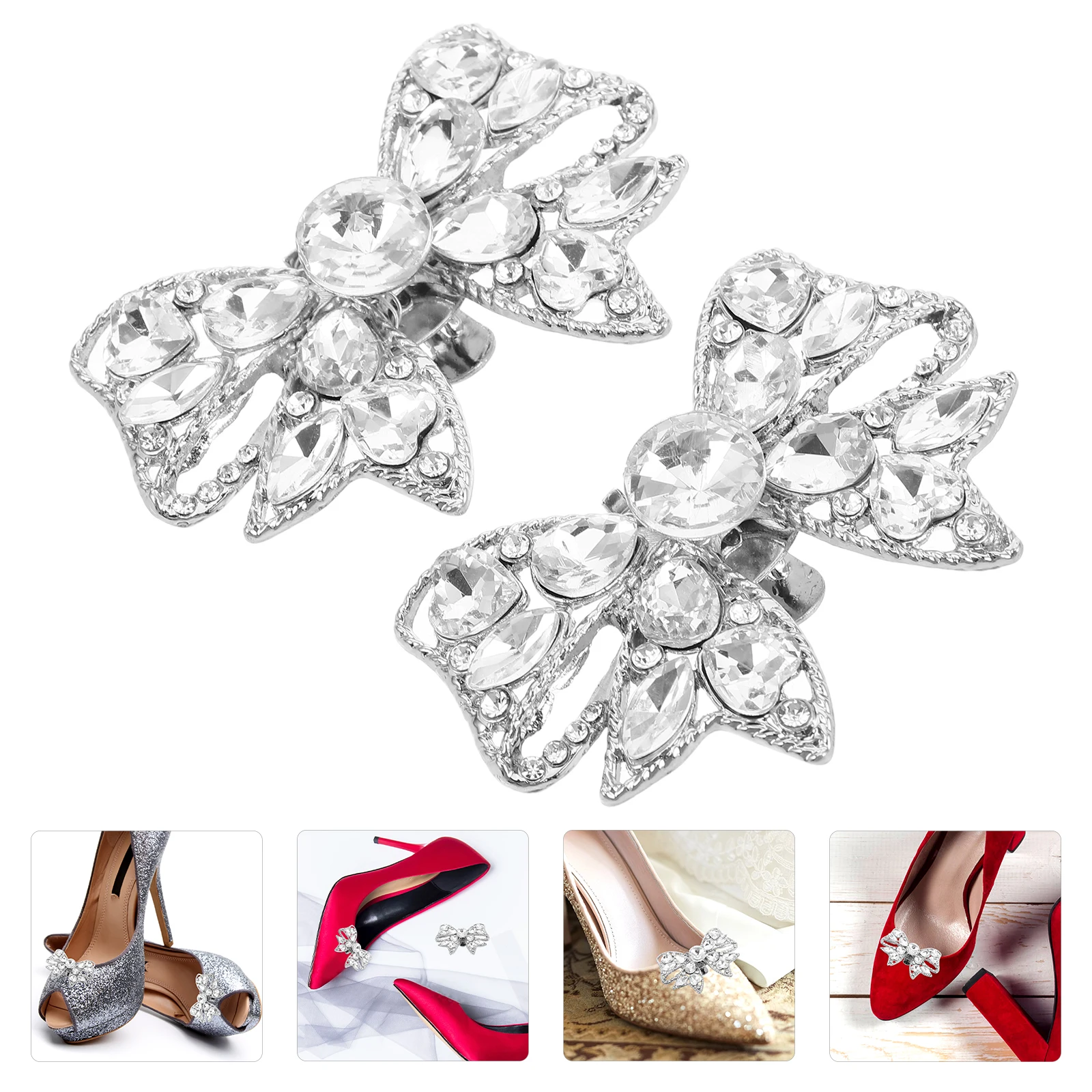 

Bow Shoe Buckle Clips Bridal Shoes Detachable Buckles Wedding Decoration Decorative for Women Crystal Elegant