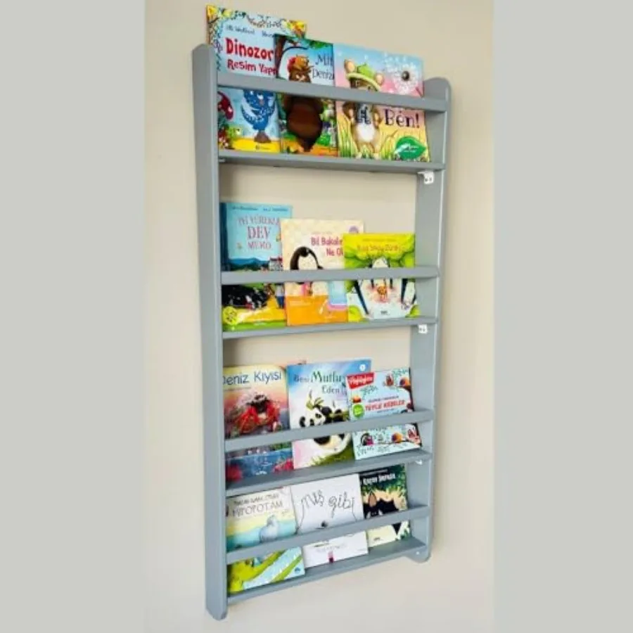 

Handmade Solidwood Wall Mounted Montessori Bookshelf Solid Pine 4 Tier Book Display for Bedroom Nursery Furniture Bookcase Wood