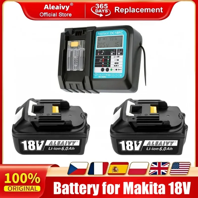 

Aleiavy 18V 6000mAh Battery For Makita Power Tools Replacement Accessories BL1860 BL1850 / Li-ion Rechargeable batteries Pack