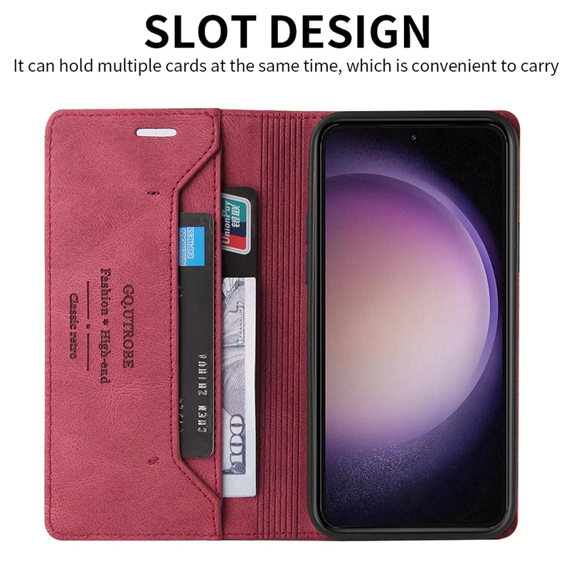 Wallet Anti-theft Brush Photo Frame Leather Cover For Samsung Galaxy S24 Ultra S23 Ultra S22 Plus S21 S20 FE S10 S9 S8 Plus Case