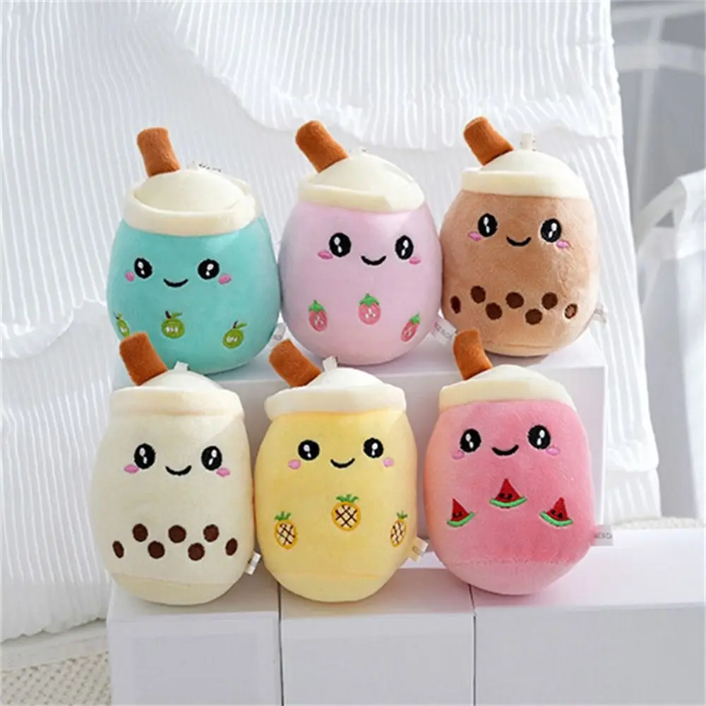 Lovely Plush Doll Bubble Tea Keychain Fruit Tea Stuffed Boba Milk Tea Keyring Keyholder Soft Boba Doll Plush Toys Girl Friend