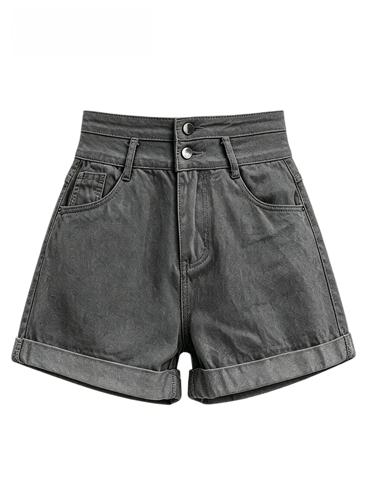 CaraCLUB plus Size Denim Shorts Women's Summer New Style Retro Slimming Versatile Fashion Loose Pants High Waist Straight Leg