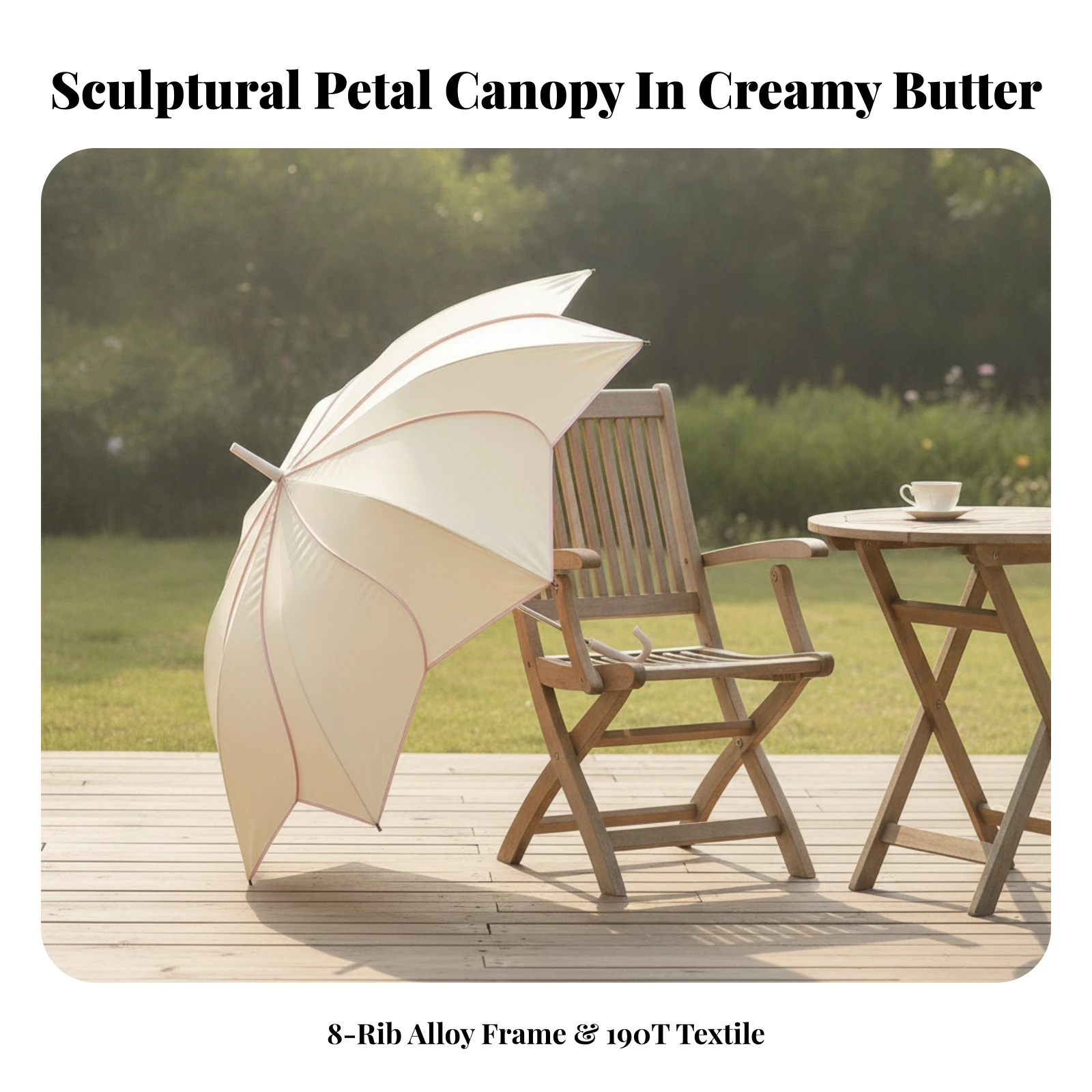 Flower-Petal Canopy Umbrella UPF 30+ Umbrella with Scalloped Petal Edge Rain Protection Multipurpose for Everyday Outdoor Use