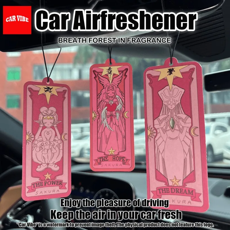 Diffuseur de parfum pour voiture, design cartes de tarot (Espoir, Bataille, Rêve, Pouvoir), parfum floral doux, à suspendre au rétroviseur.