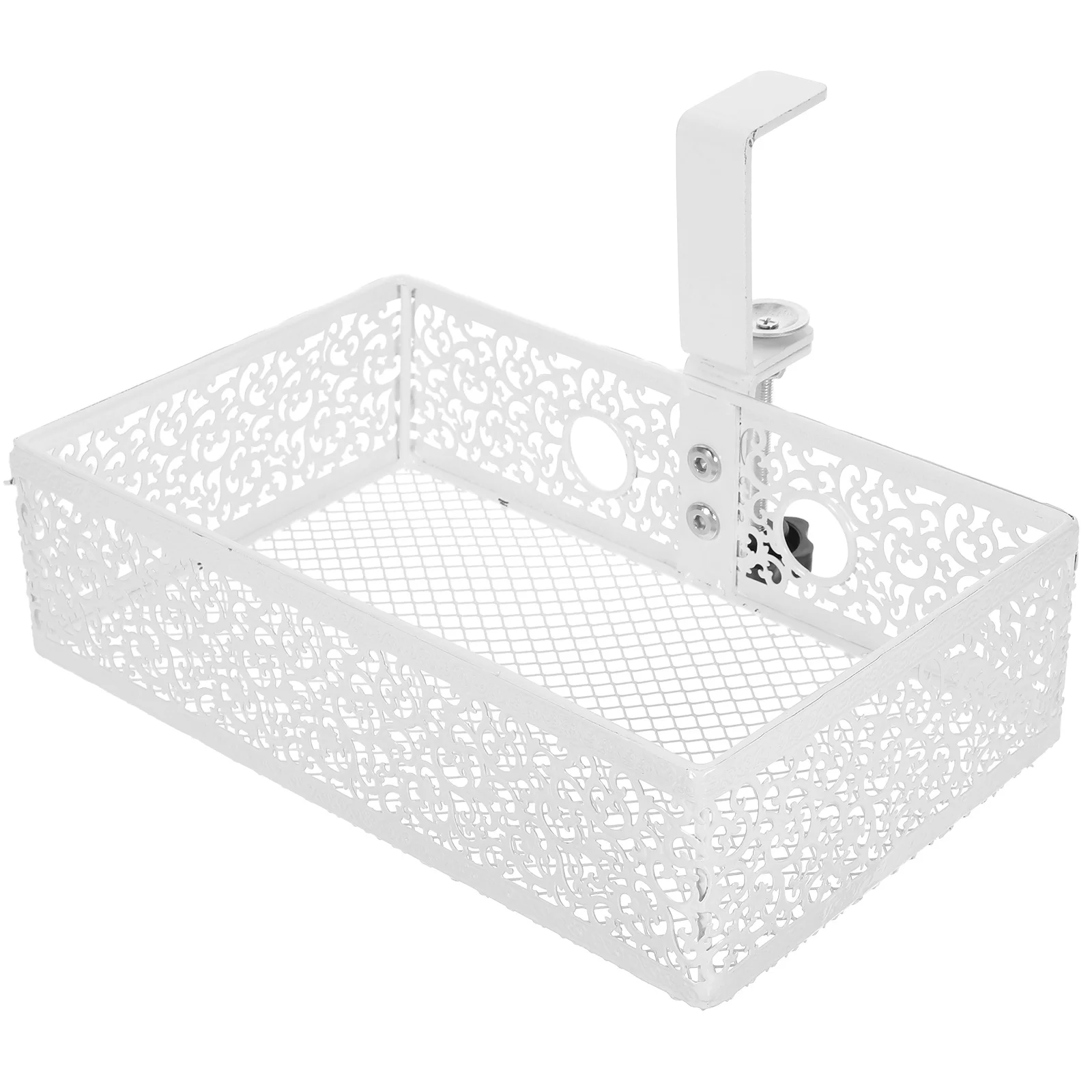 

Desktop Hidden Desk Edge Storage Basket Large Capacity Organizer for Office Dorm Room Stationery Phone Holder Under Desk