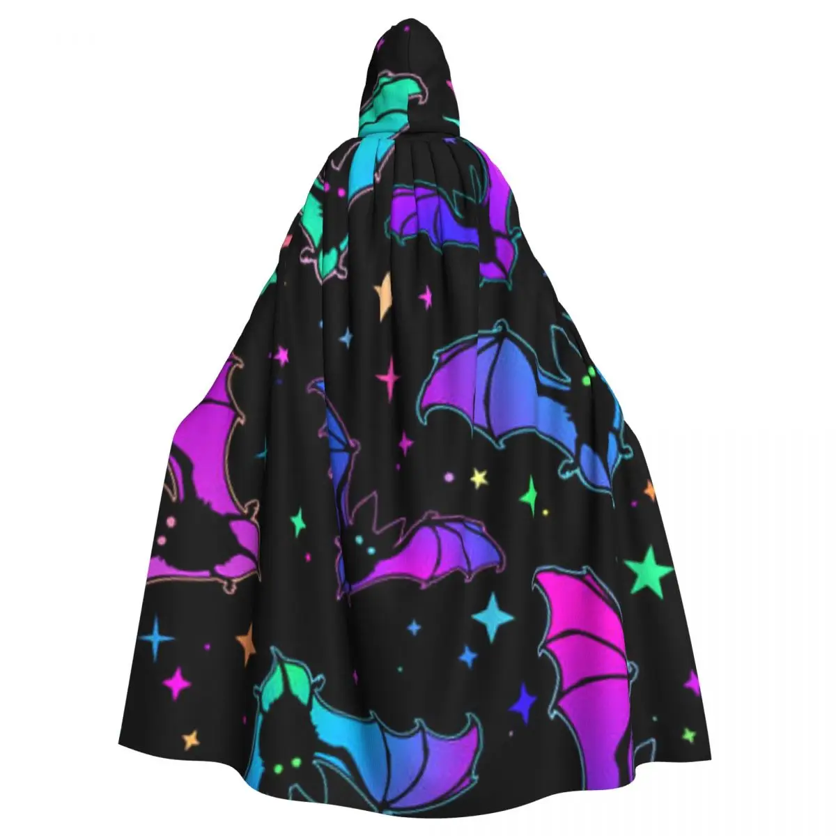 

Adult Vampire Cape Hooded Robe Colorful Bats Halloween Cloak Full Length Cosplay
