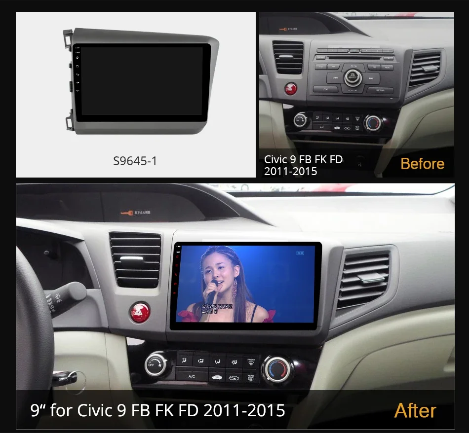 Ownice K6+ 2K For Honda Civic 9 FB FK FD 2011 - 2015 RHD LHD Car Radio Video Stereo Multimedia GPS Android 12 No 2din