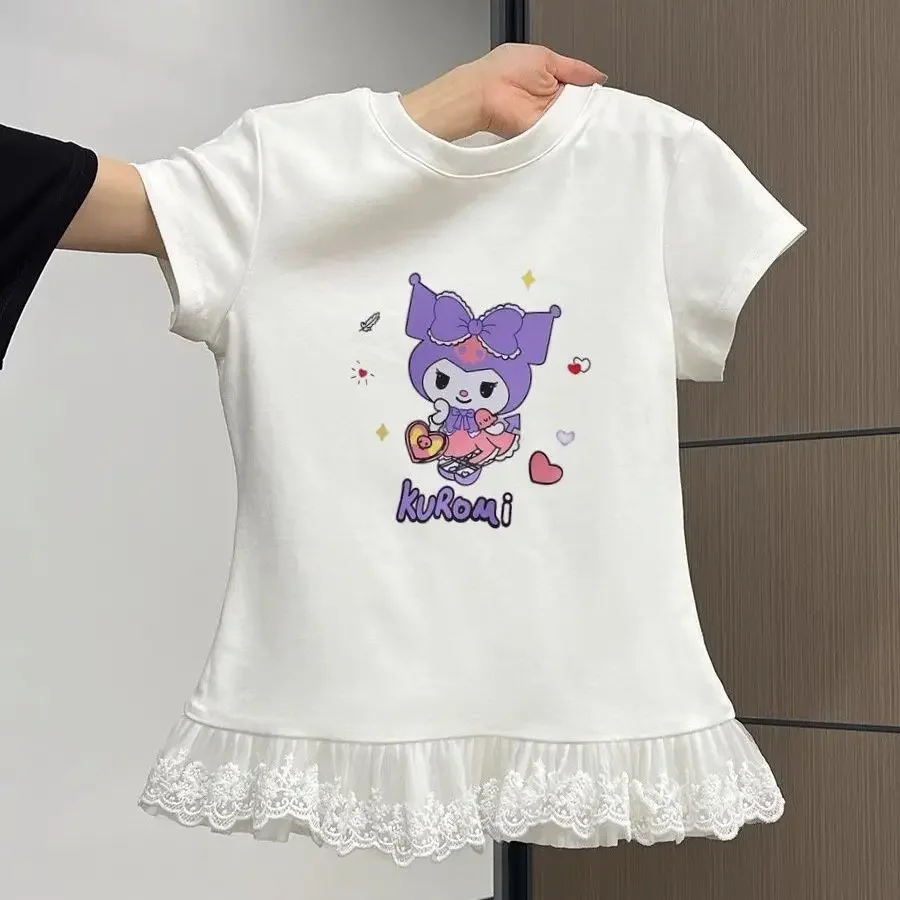 

Girly Heart My Melody Anime Kawaii Sanrio Ins Fashion Short Sleeve Shirt Cute Kuromi Fashion Foreign Hoodie Clothes Gifts Toys