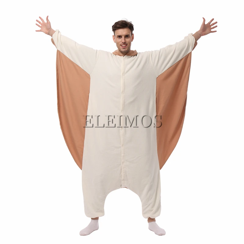 ELEIMOS Adult Kigurumis Pyjamas Halloween Onesie Flying Squirrel For Women Men Cartoon Pajama Homewear Cosplay Costume