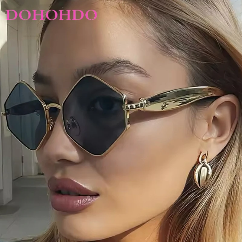 

Fashion Metal Big Frame Polygonal Punk Women Sunglasses Luxury Brand Men Sunglass Outdoor Driving Female Eyewear Lentes UV400