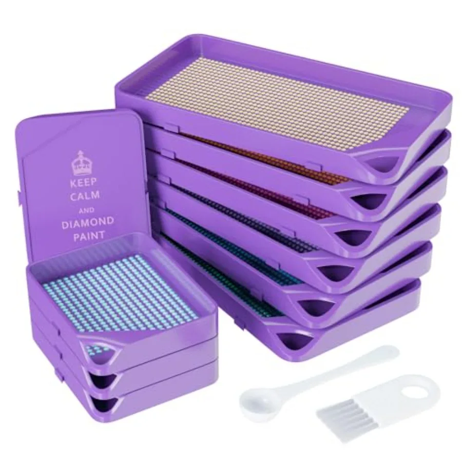 Kits de 10 bandejas entrelazadas para arte con diamantes para adultos, accesorios y herramientas apilables para pintura con diamantes