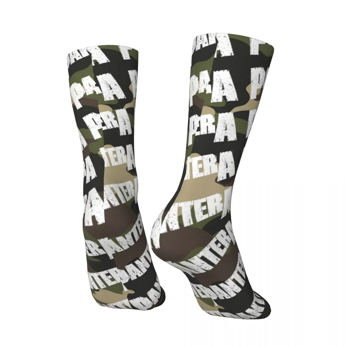 Crazy compression White Logo Sock for Men Harajuku Pantera Seamless Pattern Crew Sock Casual