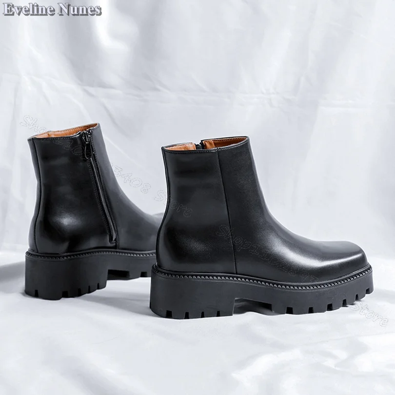 Bottes Parker carrées noires pour hommes, fermeture à glissière latérale, cuir souple, chaussures confortables, décontracté, fête, printemps, taille 38-44