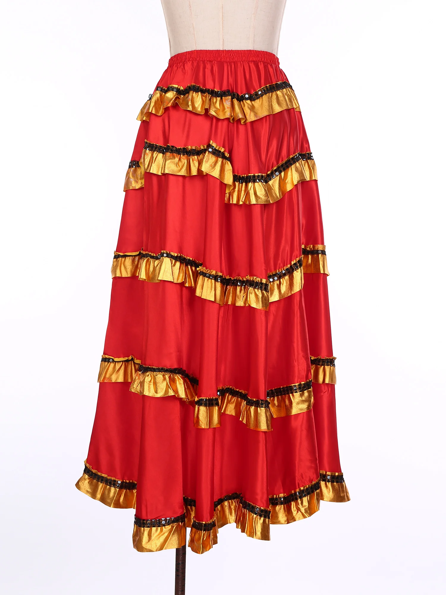 Flamenco-Kostüm für Damen, spanischer Tanzrock, Tango, Ballsaal, Volkstanz, Karneval, Folklorico, Bühnenauftritt, Stufenröcke