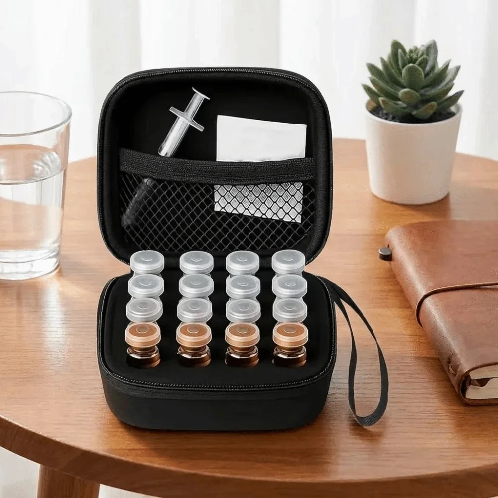 3ML Insulin Vial Storage Case 16 Slots Waterproof Insulin Vial Protector EVA Dust-proof Essential Oils Carrying Box Diabetics