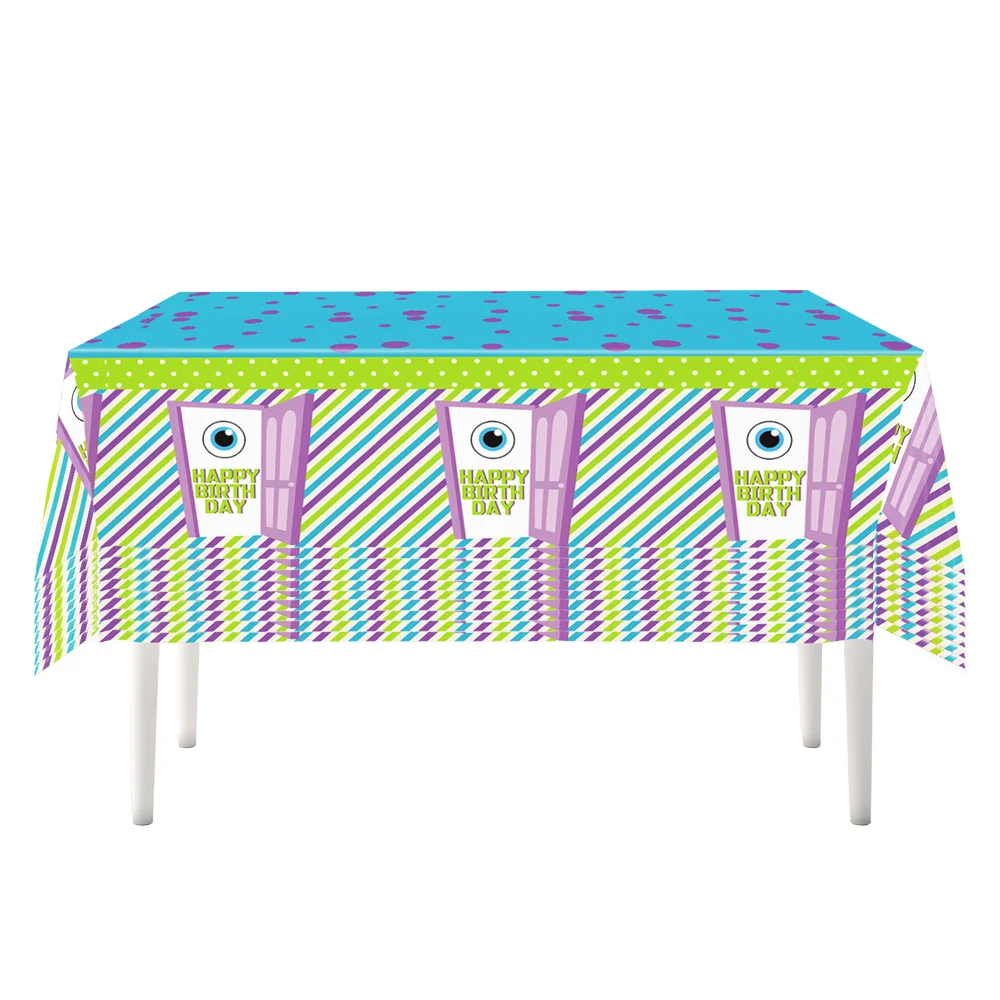 1/3/5 piezas de mantel desechable de Monsters Inc con temática de Mike Wazowski, cubierta de mesa de plástico de 108x54 pulgadas para decoraciones de fiestas de cumpleaños infantiles.