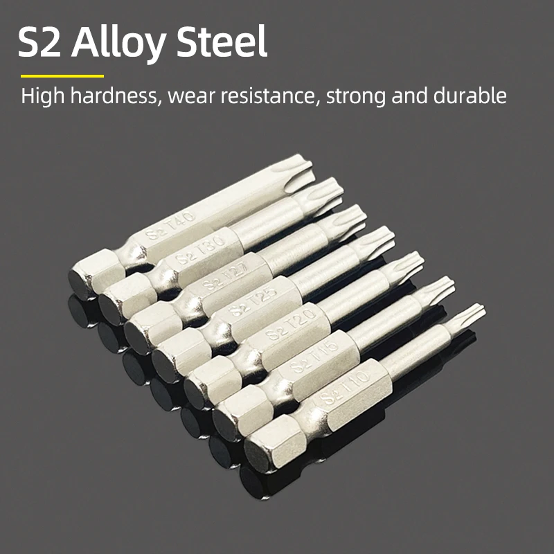 Pentacle Star Screwdriver Bits Set 1/4 Hex Shank Five-Point Torx Screw Driver Bit S2 Steel Magnetic T10-T40 50mm For Power Tools
