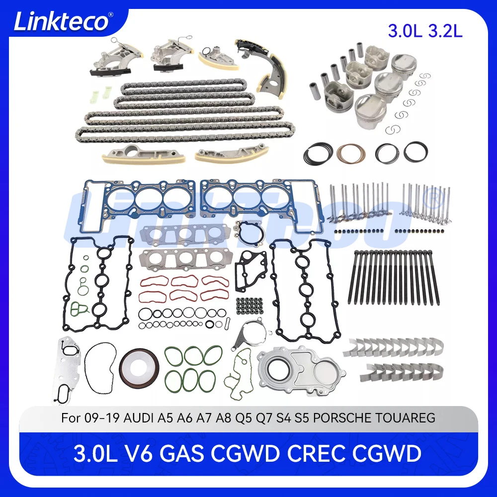 

Engine Piston Bearing Overhaul Rebuild Timing chain Kit Full gasket set For CJT 3.0 TFSI AUDI A5 A6 A7 Q5 Q7 S4 PORSCHE VW 3.0L