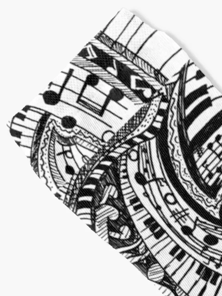 Classical music doodle with piano keyboard Socks funny gifts custom valentine gift ideas set Socks Women's Men's