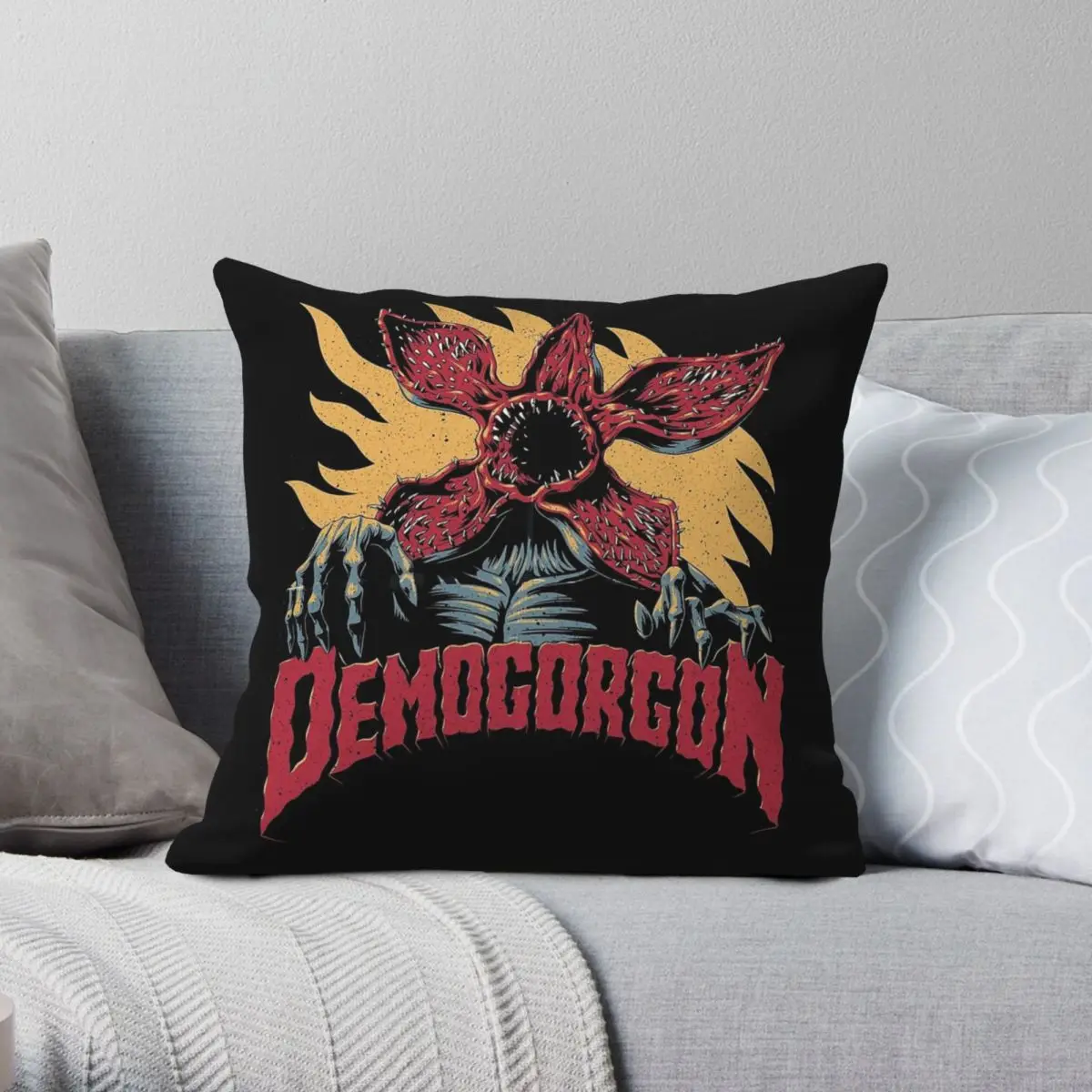 Demogorgon Square Pillowcase Polyester Linen Velvet Pattern Zip Decorative Pillow Case Home Cushion Cover 18